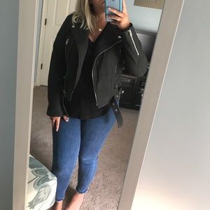 Black leather moto jacket